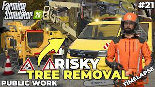 THE MOST DANGEROUS TREE REMOVAL JOB YET! 🚨⚠️ | PUBLIC WORK | Farming Simulator 25 | EP 21 screenshot 3