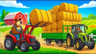 What's a Bear Doing? Load Hay on Farm! 🐻🌾 — Bears Fun Edition | Funny Cartoon