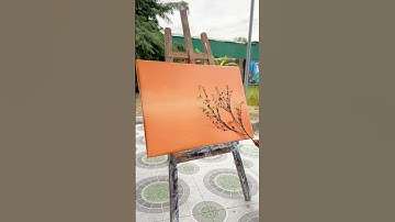 Cách vẽ cành cây tạo ra một bức tranh hoàng hôn #xuhuong #painting #art #acrylicpainting