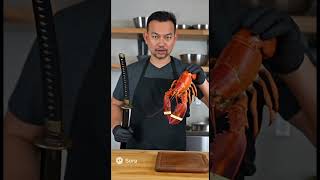Cooking a lobster with a swords.
