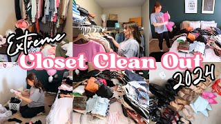 EXTREME! CLOSET CLEAN OUT | DECLUTTERING AND ORGANIZING | CLEANING MOTIVATION 2024