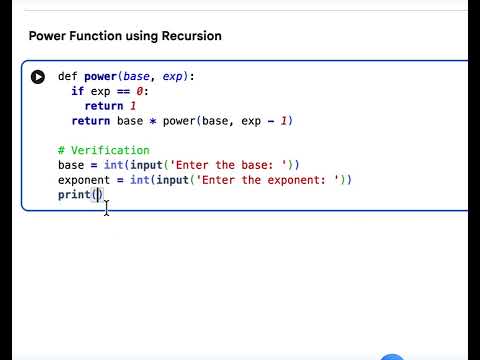 Python Code for Power Function using Recursion