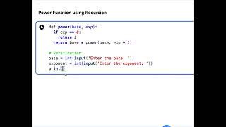 Python Code for Power Function using Recursion