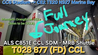 [SMRT] (C851E on SDM - MRB Shuttle!) C851E 877 CCL from Stadium to Marina Bay (》Marina Bay Bound).