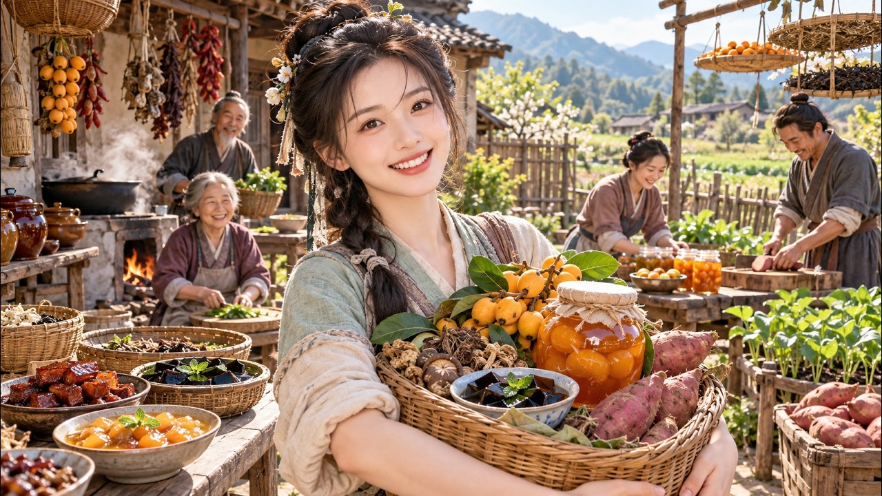 別人穿越不是公主就是千金，她卻成了吃穿發愁的窮苦農家女！誰料她不但不嫌棄，還帶著全家上山尋寶、下田種糧，做滷味賣甜品，將不起眼的山貨變成搖錢樹！爺奶享福、父母安心，全家從此衣食無憂幸福美滿！#穿越