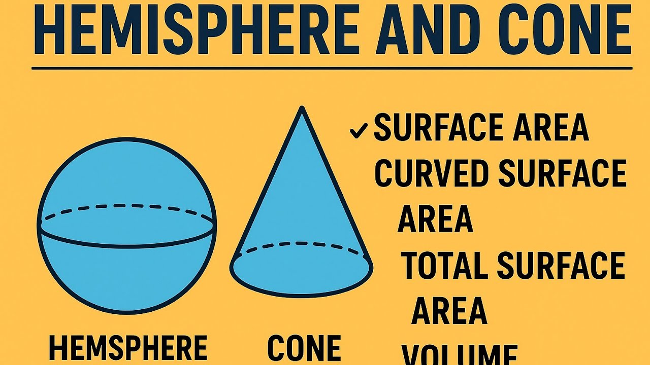 🔵 Hemisphere and Cone – Surface Area & Volume | Class 10 Mensuration Full Concept Explained