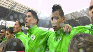 النشيد الوطني الجزائري ( مباراة الجزائر - رومانيا ) 04-06-2014