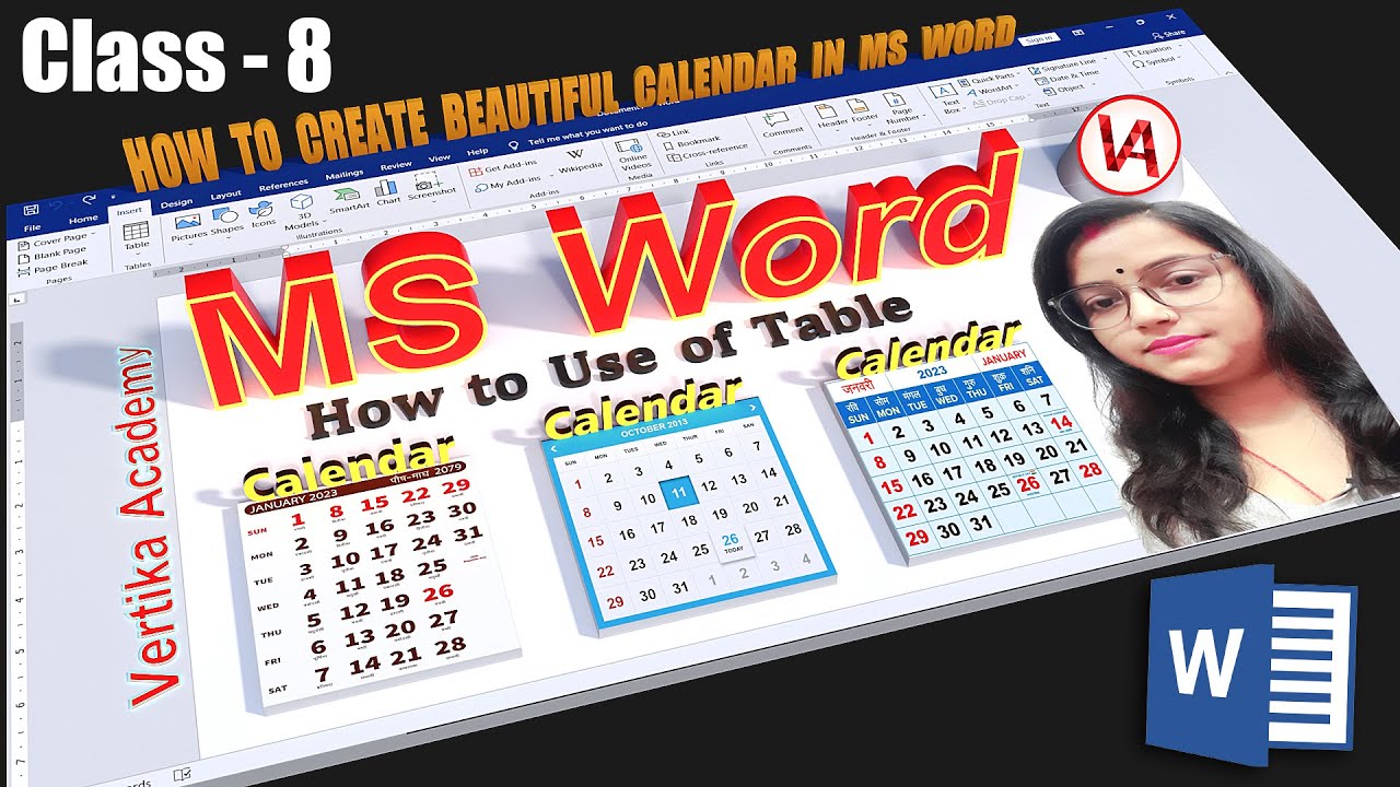 How To Create Calendar In MS Word MS Word Tutorial Class 8 Step By How To Create Calendar In MS Word MS Word Tutorial Class 8 Step By