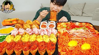 ASMR MUKBANG | บะหมี่เผ็ด รามยอน, คิมบับ, กิมจิ สูตรอาหาร ! การกิน