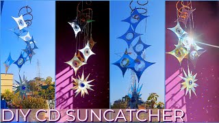 Diy CD SUNCATCHER | how to make old cd Suncatcher 💿 | #suncatchers #oldcdcraft #cds