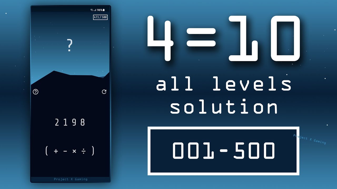 4=10 solution level 1-500 - YouTube