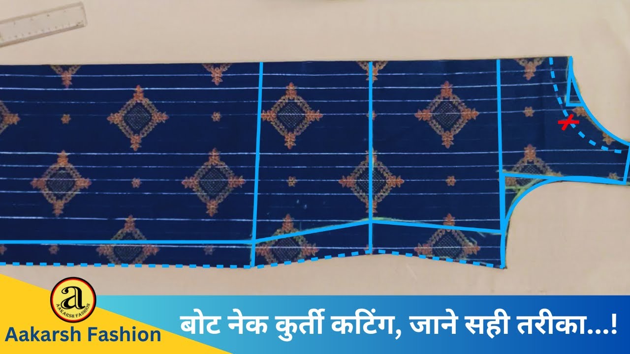 36 Size Boat Neck Kurti / Suit Cutting in Hindi Step By Step Very Easy