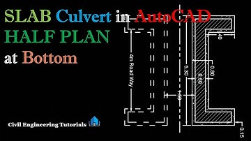 1. SLAB Culvert Drawing in AutoCAD | HALF PLAN at Bottom | Structural Drawing