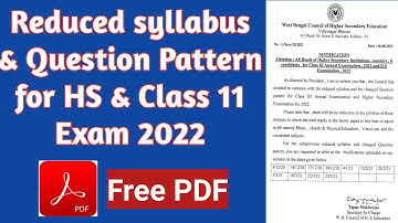 Reduced syllabus & Question Pattern for HS & Class 11 Exam 2022 PDF download