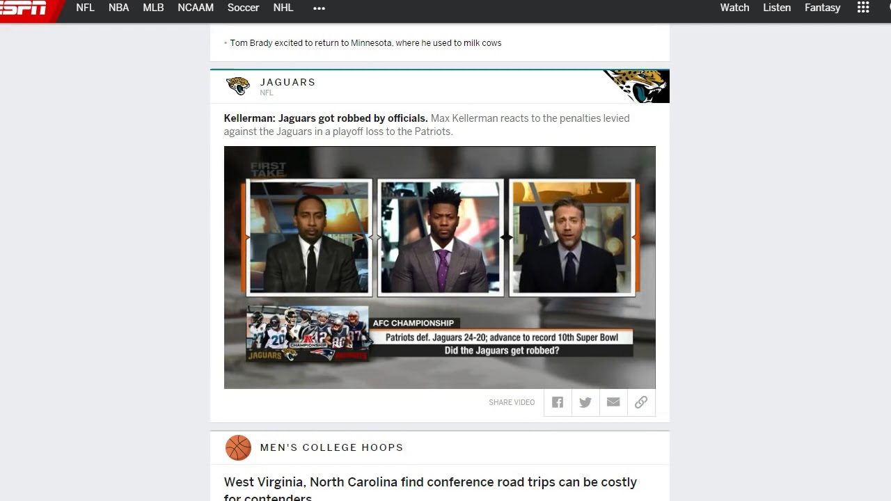 ESPN : The Game Is Rigged Jaguars Vs. Patriots NFL