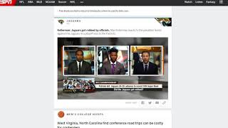 ESPN : The Game Is Rigged Jaguars Vs. Patriots NFL
Did the Jacksonville Jaguars get robbed? Yes they did ESPN : The Game Is Rigged Jaguars Vs. Patriots NFL
