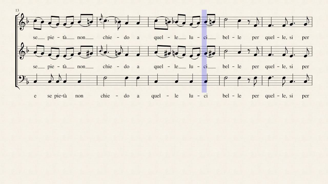 a cappella lyrics Due pupille amabili (Mozart) SAB