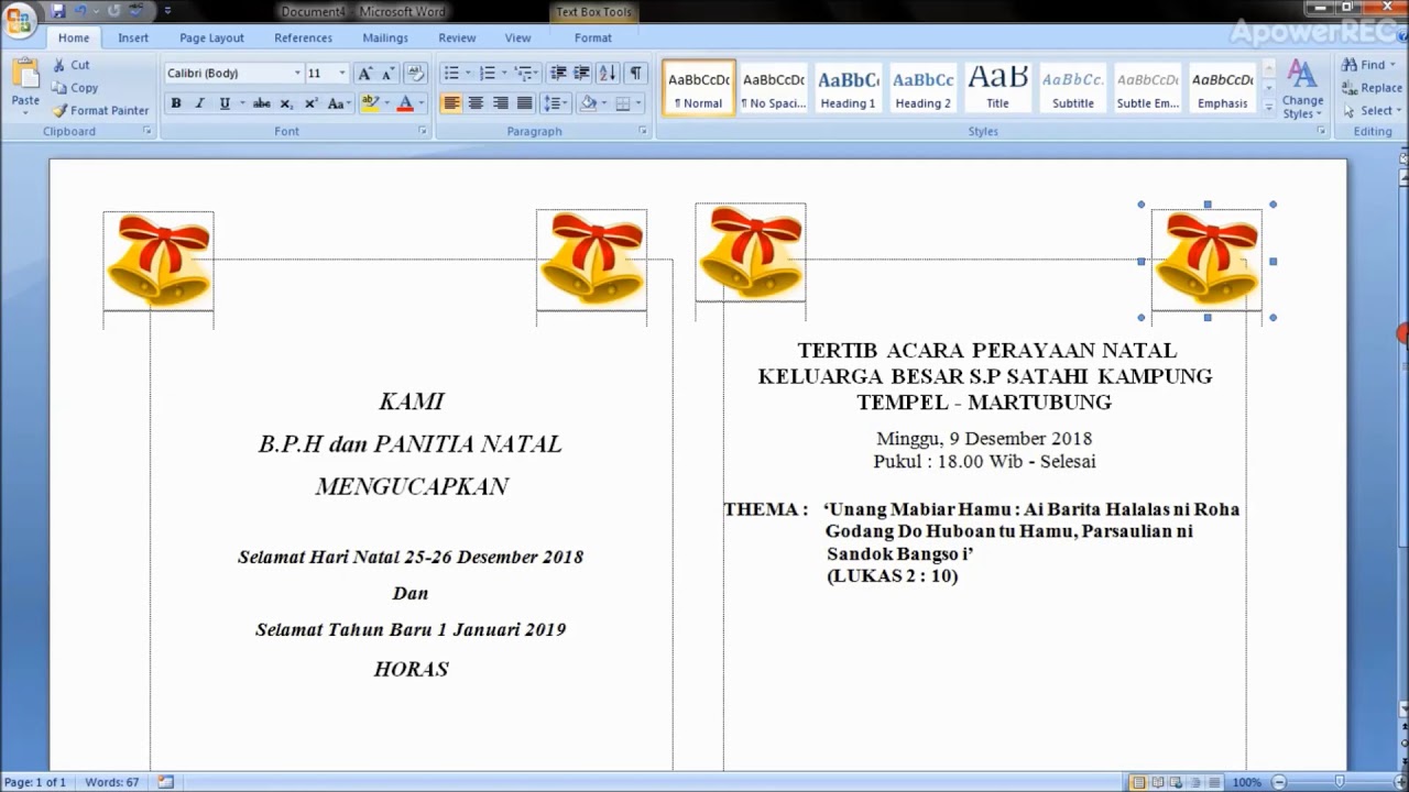 Cara Membuat Tata Acara Natal Di Microsoft Word Youtube