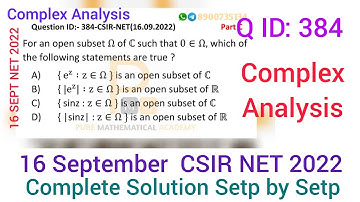 Csir Net September 2022 Complex Analysis | June 2022 | Question ID 384 | Pure Mathematical Academy