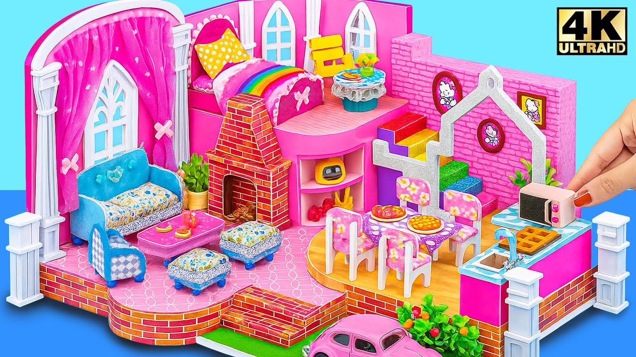 Make Nordic Style Cardboard Dollhouse with 5 Comfortable Room from Cardboard ❤️ DIY Miniature House