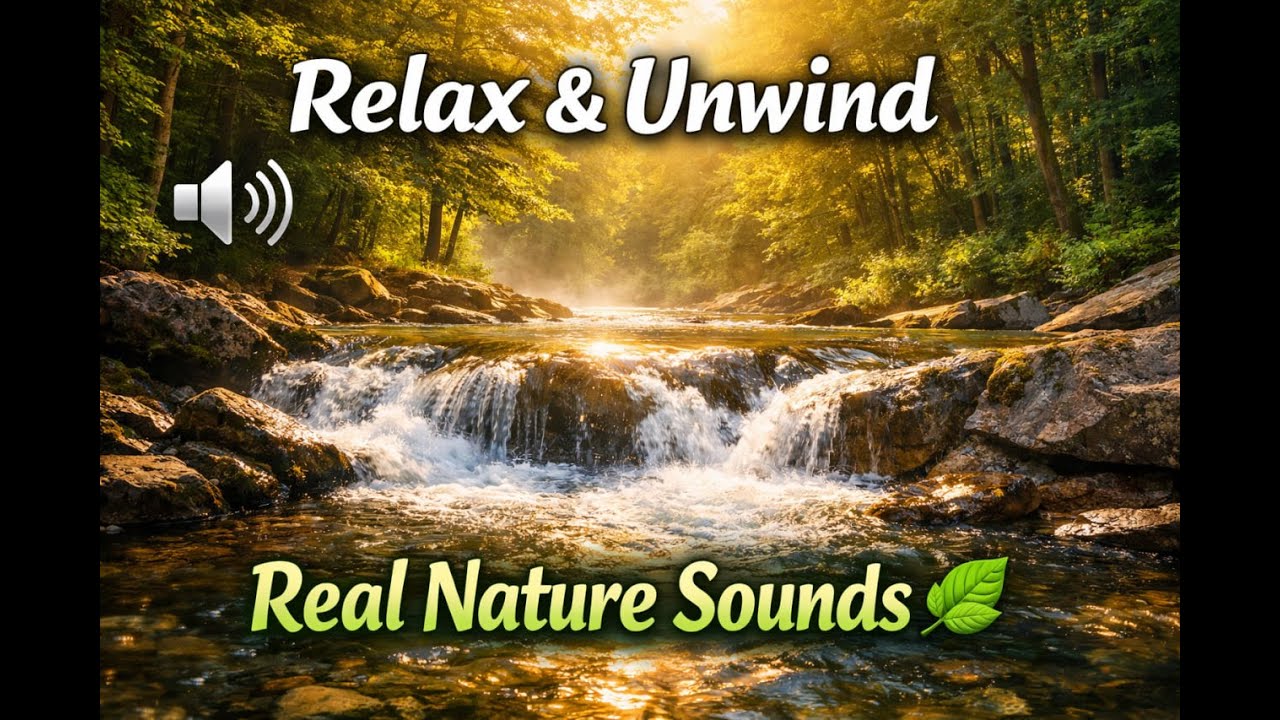 Relaxing Nature Sounds with video 🌿 Calm Forest & River Ambience
