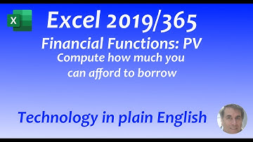 Excel 2019/365: The PV (present value) function (loan)