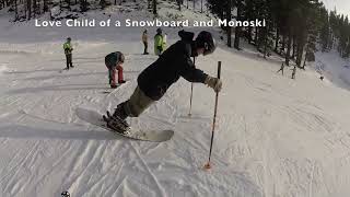 Monoboard (Mono-Board) Love Child of a Snowboard and Monoski Skiing Snowboarding