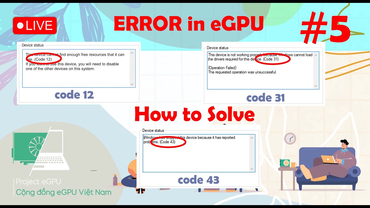 [eGPU] How to fix all error (code 12, 43, 31, 14) when use eGPU - YouTube