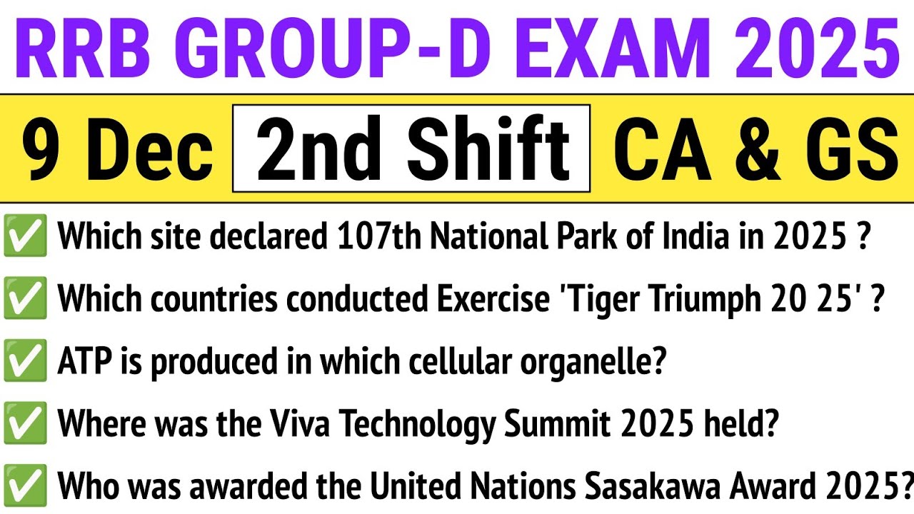 RRB Group D 2nd Shift 9 December 2025 Paper Analysis | RRB Group D Exam 2025 Today Analysis CA & GS