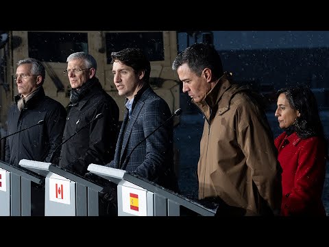 PM Justin Trudeau speaks on NATO support missions with other leaders in Latvia