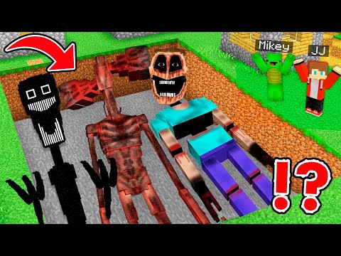 JJ and Mikey Found GRAVE MIMIC & SIRENHEAD & NIGHT POWLER in Minecraft ?!