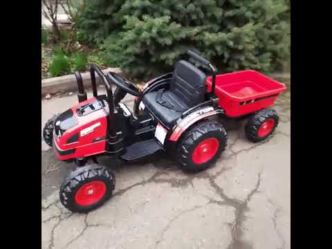 Електромобіль дитячий Трактор з причепом Bambi Racer M 4419EBLR-3, червоний, видео 1