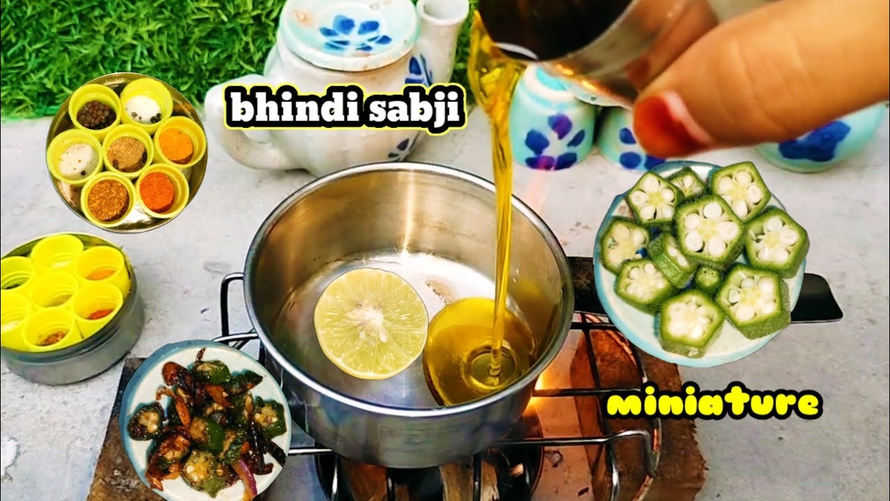 bhindi sabji mini cooking। miniature cooking @MiniFoodkey ...