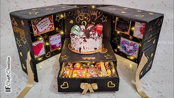 How to make surprise cake box at home🎂/Diy gift box/Cardboard cake box with drower/IF Craft Cre@tion