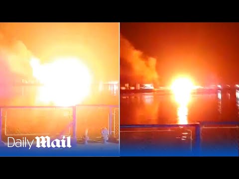 Huge explosion in ukraine spotted from across romanian border closing danube crossing