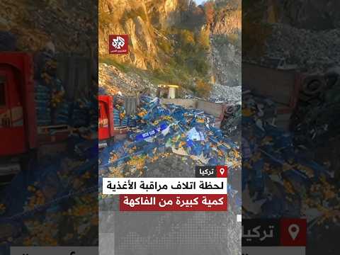 شاهد مراقبة الأغذية في تركيا تتلف كميات من الفاكهة المعدة للتصدير على معبر أرتفين سارب