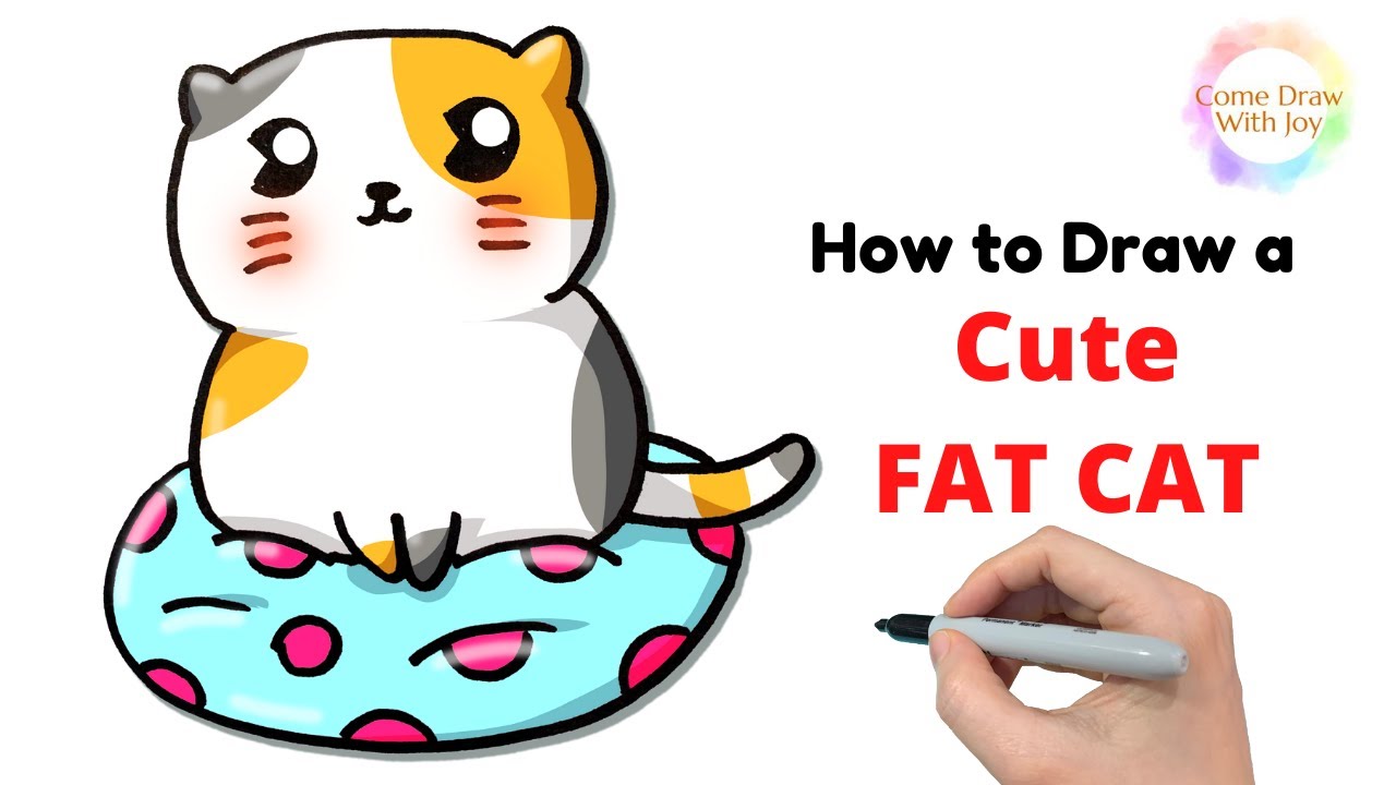 How to Draw a Fat Cat Step by Step | How to Draw a Fatty Cat (Cute ...