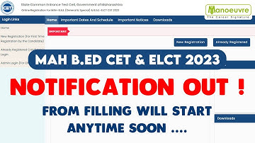 MAH B.EDCET & ELCT 2023 - Notification Out !! | Form Filling Will Start Anytime Soon | Latest Update