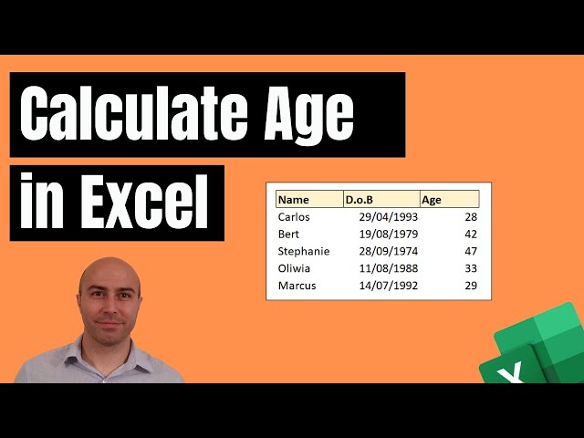 Calculate Age in Excel from Date of Birth | Simple Formula #Shorts class=