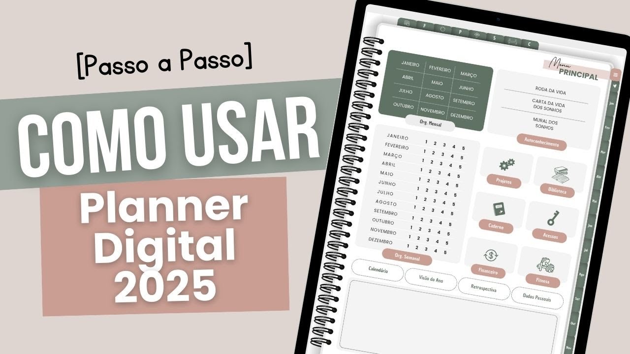 Como Usar o Planner Digital [PARTE 2] Organização Mensal, Semanal e ...
