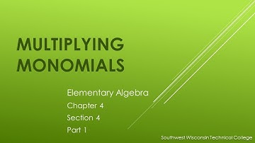 *Multiplying Monomials - Elementary Algebra