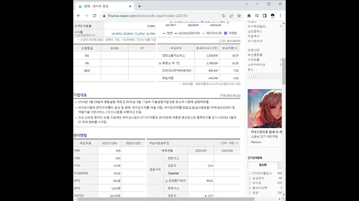 222110팬젠 주가 전망 및 차트 분석