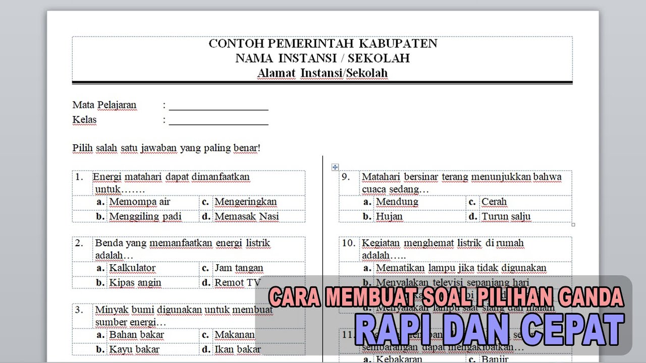 Cara Membuat Soal Pilihan Ganda di Microsoft Word - Rapi dan Cepat