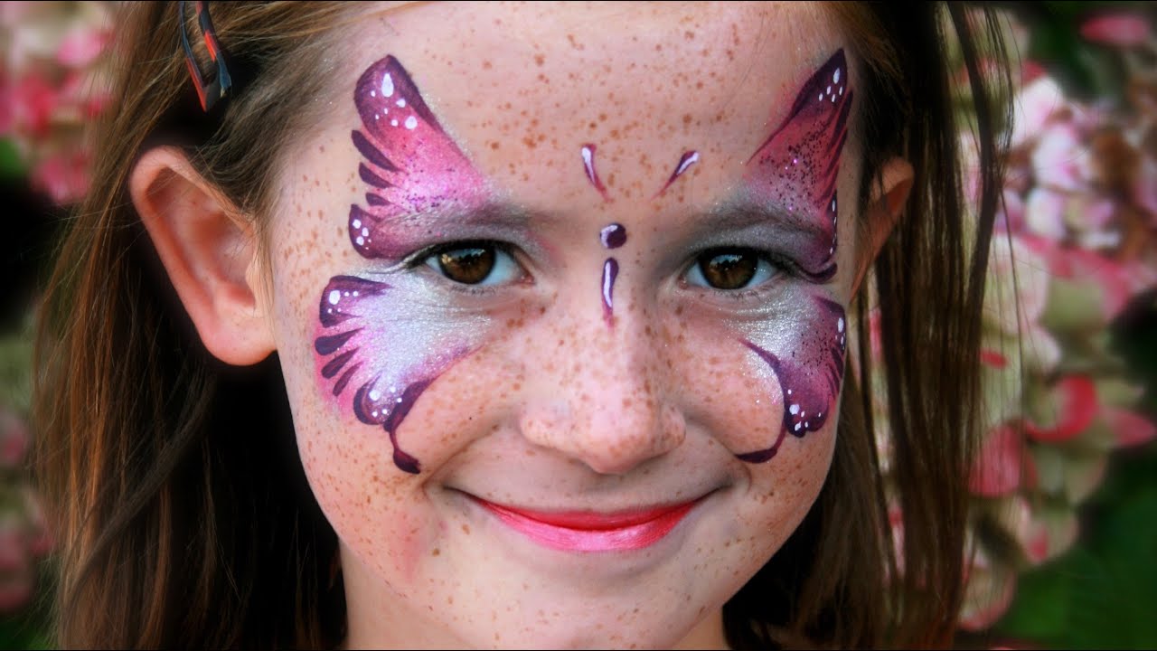 Schmetterling Schminken Rosa Schmetterling Kinderschminken Vorlage Anleitung Youtube