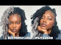 DIY BUTTERFLY LOCS (BEGINNER FRIENDLY) Half & Half COLOR | Freetress Waterwave