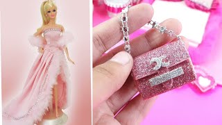 DIY Barbie Doll Dress up ~ Miniature Makeup & Pink Barbie Hacks 💕