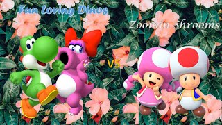 Mario Tennis Aces - Yoshi And Birdo Vs Toad And Toadette Fun Loving Dinos Vs Zoomin Shrooms