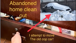 Abandoned home clear out! Buried cop car gets dug out! pt. 3