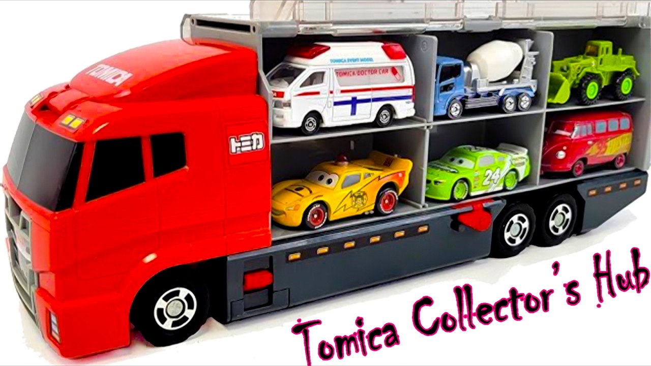 トミカ☆ランボルギーニ・トラック・バスなどを開封！コンボイに収納！Tomica Lamborghini, Bus & Truck Convoy Unboxing