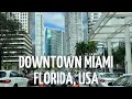 Driving through TRAFFIC, Downtown Miami, Florida, USA